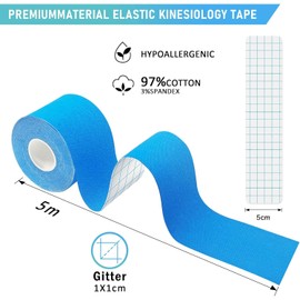 Kinaeciology Sports Band, 3 Pieces 5 cm x 5 m Roll Elastic Waterproof Muscle Support Band, Physiological Muscle Band for Arm, Knee, Support Splint Ankle