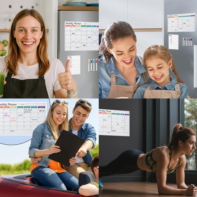 GROWNEER 2-Pack Magnetic Dry Erase Calendar Set – A3 Monthly