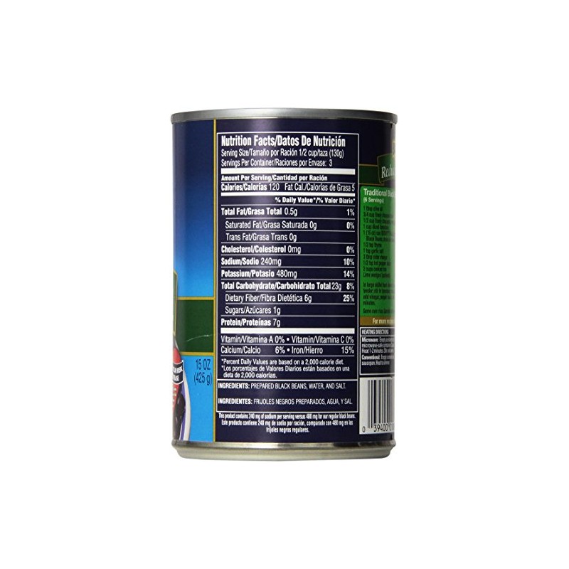 Bush's Reduced Sodium Black Beans, 15 oz, 3 pk