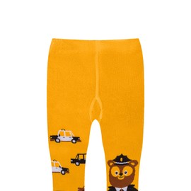 Dedoles Tights Kids Girls & Boys Cotton Funny Designs Dinosaur Car Flamingo Koala Raccoon Birds Gift, bear the policeman