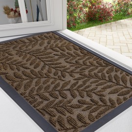OLANLY Door Mat Indoor Outdoor Entrance, 36x24, Waterproof All-Weather All-Season Doormat, Sturdy Natural Rubber, Stain and Fade Resistant, Low Profile, Easy Clean Patio Entryway Mat, Brown