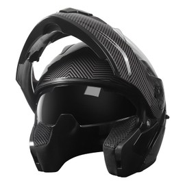 SPARK DOT Approved Modular Flip-Up Dual Visor Motorcycle Full Face Helmet, Carbon Fiber, X-Large (61-62cm)