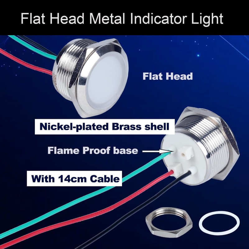 22mm 12V-24V Two Colors Metal LED Indicator Light, Waterproof Common