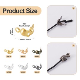 480 Pcs Iron Open Bead Tips Knot Covers Open Bead Ends Tips Metal Clamshell Crimp Fold-Over Calotte Ends Caps for Women Men Jewelry Making