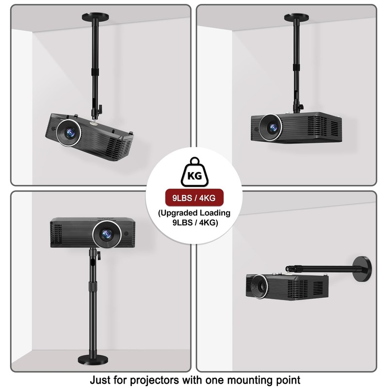 Ceiling Projector Mount Bracket, 360° Rotation & 90° Tilt Adjustable,
