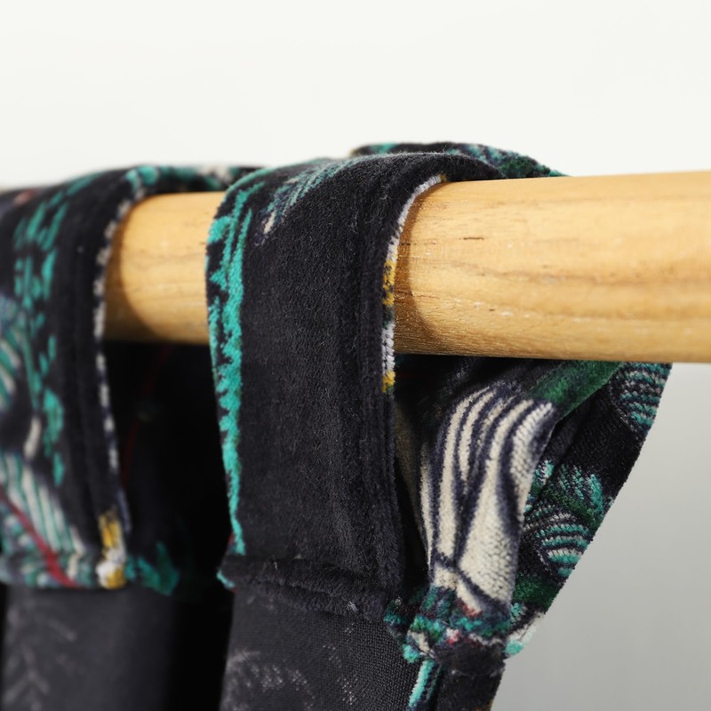 Labhanshi - Cortina estampada de terciopelo de algodón negro con