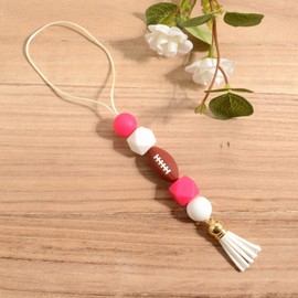 Lantintop Silicone Pendant Car Mirror Hanging Accessories Charm Cute Hanging Decorate with Tassel(Rugby)
