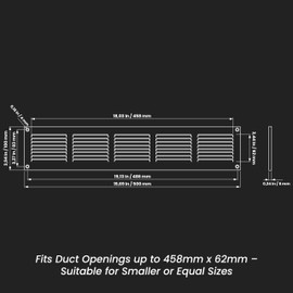 Repa Market 20x4 Inch (Outer Dimensions) Scratch Resistant Black Air Vent Cover - Galvanized Steel Louvered Grill Cover with Mesh Screen/Wall, Ceiling Vent/HVAC Register - Indoor, Outdoor Ventilation