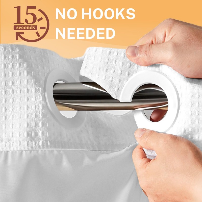 River Dream No Hooks Shower Curtain with 2 Snap in