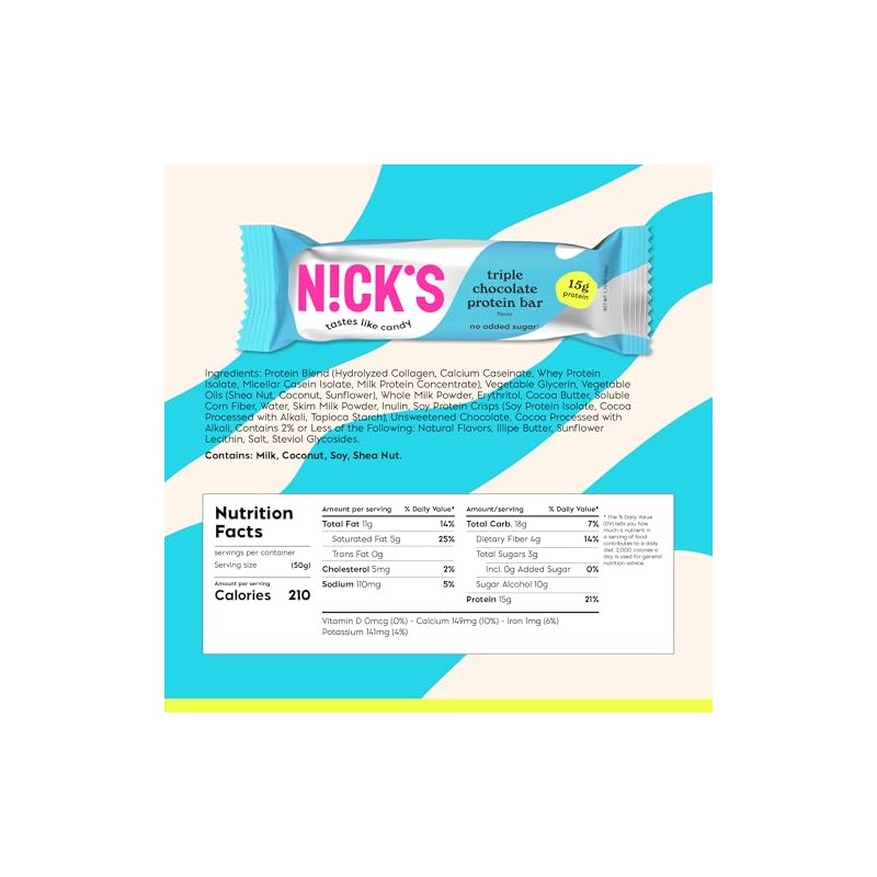 Nick’s Triple Chocolate Protein Bars – 12-Count Box | High