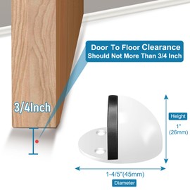 Door Stoppers 10 Pack, Floor Door Stops, White Door Stoppers Rubber Bumper Adhesive Door Stops for Botoom of Door Wall Protector, Dome Shaped