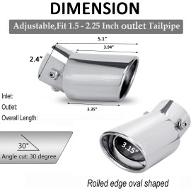 Unbranded For Honda CRV CR-V 2" Curved Car Exhaust Tip Tail Pipe Muffler Stainless Steel