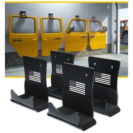 LUMENIX Heavy Duty Door Storage Hangers Bracket, Wall-Mounted Systems Kits Doors Holder Racks Compatible with 1956-2025 Jeep Wrangler CJ YJ TJ JK JKU JL JLU LJ JT (4 PCS, U.S. America Flag Pattern)
