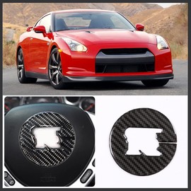 Nissan GT-R R35 2008-2016 Steering Wheel Decal Sticker Parts Steering Wheel Emblem Logo Decal Sticker Cap Cover Part Soft Carbon Fiber Easy Installation (Carbon Feel)