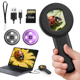 Digital Mini Microscope for Kids Adults - OPAITA 100x Handheld Coin Magnifier with Light, Portable Jewelry Magnifying Glass with 2" Screen, USB Microscope Compatible with PC Windows, Mac OS