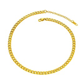 Prosteel Cuban Link 14 Inch Gold Necklace Choker Adjustable Chain for Women Teen Girls Trendy Chokers Simple 18K Gold Necklaces Chocker