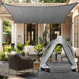 Royal Shade Heavy Duty 20' x 20' Grey Square Pro Ring Shade Sail, 260 GSM Commercial Grade UPF50 Sunshade, Reinforced Corners & Edges -5Years Warranty (We Make Custom Size)