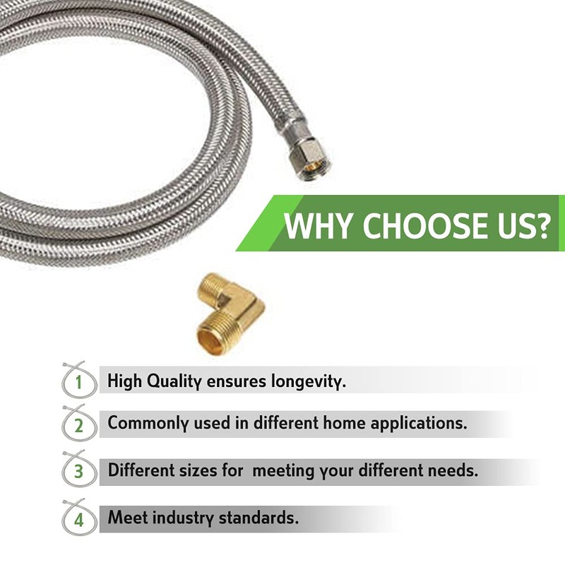 Masterwarehouse DN8 Flexible Braided Tap Hose 150mm Length, Both 1/2"