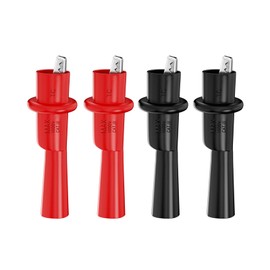 Peakelect - 4 pinzas de cocodrilo aisladas eléctricas de cocodrilo con carcasa de PVC para multímetro, sonda de medidor de plomo de prueba rojo y negro
