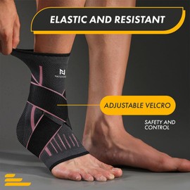 NativoDex Ankle Brace for Stabilising and Preventing Sprains, Support and Compression for Ankle Injuries, Sports Strap with Adjustable Velcro, for Both Feet