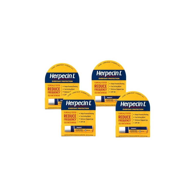 Herpecin-L bálsamo labial, 30 SPF, 0,1 onza, Paquete de 4
