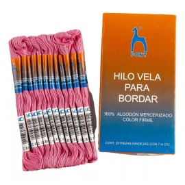 Pony Hilo Bordar Vela Algodón Mercerizado 25 Madejas 7m Pony Color C024 Rosa claro