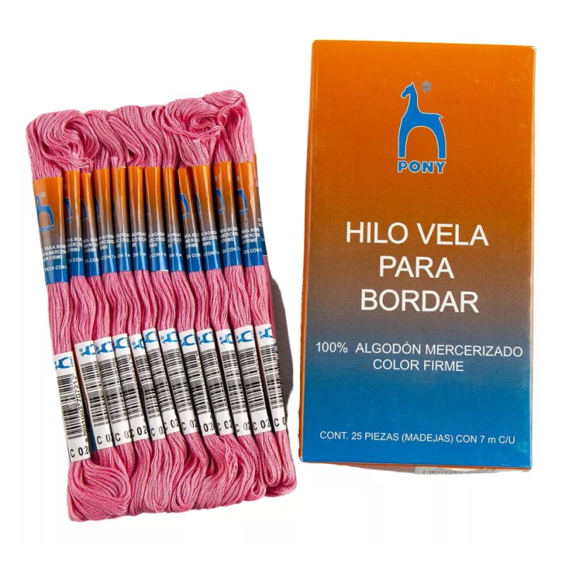 Pony Hilo Bordar Vela Algodón Mercerizado 25 Madejas 7m Pony