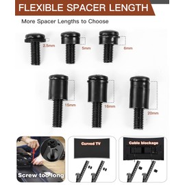 Solid As Mountain 92PCS Universal TV Mounting Hardware Screw Kit Set - M4 M5 M6 M8 Screws, Spacers and Washers for Most TV/Monitor VESA Mount, TV Mount Replacement Screws with Box up to 80", Black