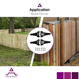 Advantage Industries Heavy Duty 8" Horizontal Self Closing Contemporary Steel Strap Hinge (Pair) | Adjustable Hinges for Wooden Fences | Zinc-Plated Steel with Powder-Coated Paint | Black