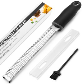 YC Kitchen Zester Grater, Stainless Steel Cheese Grater, Parmesan Grater, Lemon Grater, Nutmeg Grater, Ginger Grater, Sharp Blade, Dishwasher Safe, with Protective Cover and Cleaning Brush