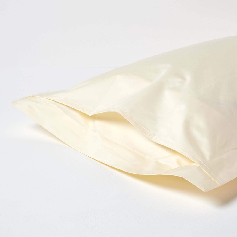 HOMESCAPES 1000 Thread Count Egyptian Cotton Cream Oxford Size Pillowcase