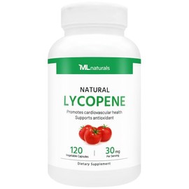 ML Naturals Licopeno Natural 30 Mg 120 Cápsulas Vegetales. Todo-Natural A Partir De Tomates. No Ogm. Suplemento Antioxidante.