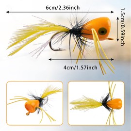Fly Dry Flies Kit - Foam Float Bass Popper Fly Fishing Lure Set - Topwater Panfish Bait Bugs Trout Bobber Lure (White-10pcs)