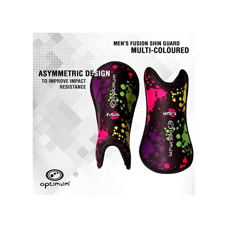 Optimum Men's Fusion Shin Guard, Multicoloured, Large