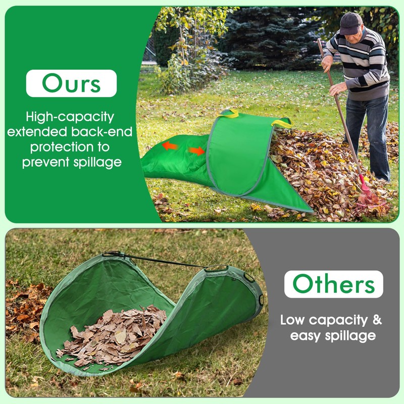 2 Pack Leaf Collector Bags with Dustpan Design, Portable Pop