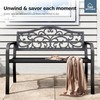 MFSTUDIO 43.7 Inches Outdoor Garden Bench, Cast Iron Metal Frame
