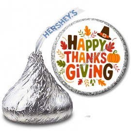 Unbranded 108 Happy Thanksgiving Favors Hershey Kiss Labels Hershey Kiss Candy Stickers