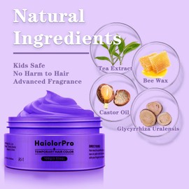 HaiolorPro Purple Temporary Color Wax Washable for Men and Women Hair Color Wax Hair Color Wax for Party Cosplay Hair Makeup Paint Wax One Day Hair Color (Purple)