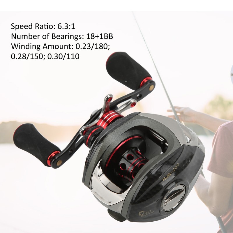 Baitcasting Reels Metal 18+1BB 6.3:1 Gear Ratio High Speed Fishing