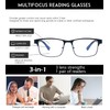 SKYOAK 2 Pack Refined Progressive Multifocus Reading Glasses Men, Blue