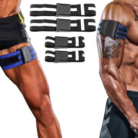 POENVFPO Occlusion Bands, 4 Pack (2 Bicep Bands, 2 Leg Bands), Bicep Restriction Bands with Quick Release, Gain Fast Muscle Growth, Without Lifting Heavy Weights