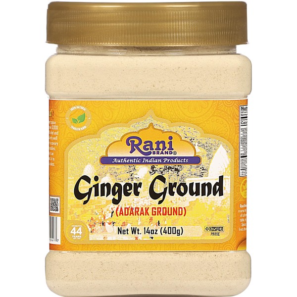 Rani Ginger (Adarak) Powder Ground, Spice 14oz (400g) PET Jar ~ All Natural | Vegan | Gluten Friendly | NON-GMO | Kosher | Indian Origin