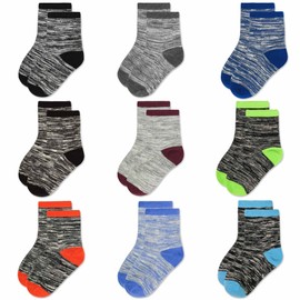 SPTRAMLE Boys Striped Cotton Socks - 9 Pairs Breathable Cotton Socks for Toddler Kids Boys or Girls （5-7 Years Old） with Striped Designed