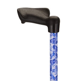 NOVA Medical Products Palm Grip Orthopedic Handle Walking Cane for Right Hand, Lightweight and Adjustable, Blue Porcelain Design