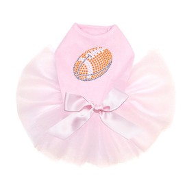Football (Orange #2) - Bling Rhinestone Dog Tutu Dress, XL Pink