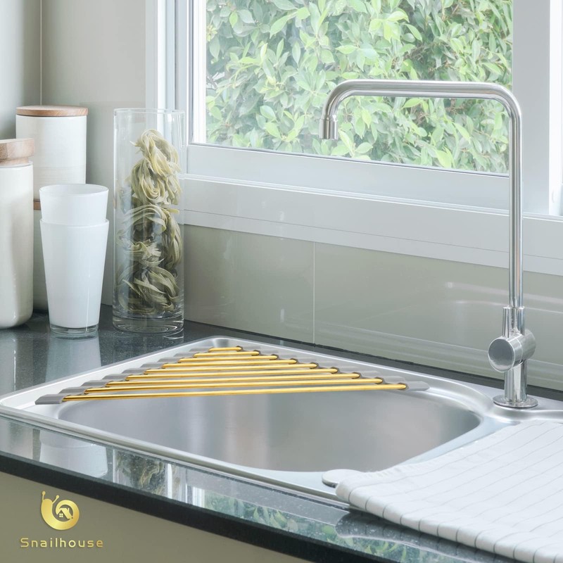Snailhouse Small Triangle Roll Up Dish Drying Rack, Stainless Steel