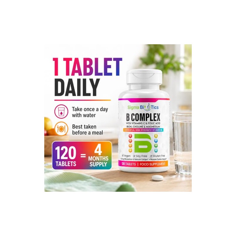 Vitamin B Complex Tablets - 8 Essential B Vitamins &