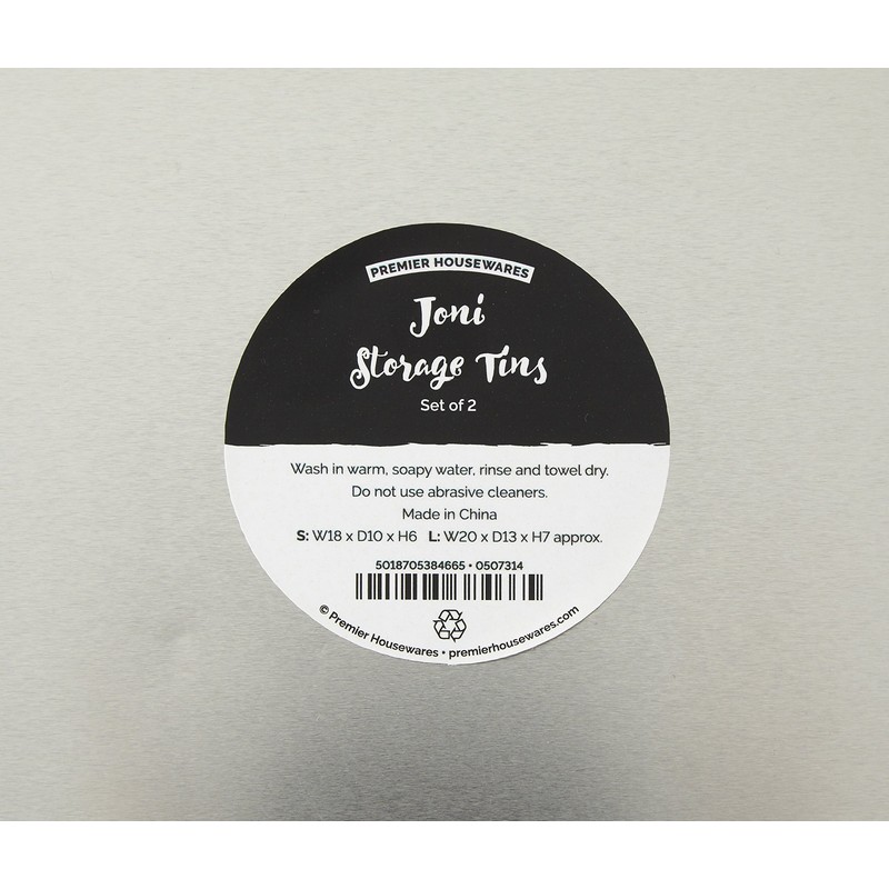 Premier Housewares Kitchen Storage Tin, Rectangular, Multi-Colour, Set of 2