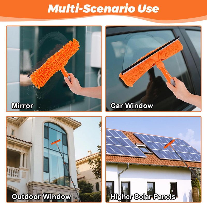 Msnaile Window Washing Kit with Extension Pole 4.7 to 24FT,