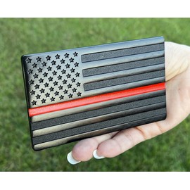 MULL USA 3D Metal Flag Fender Emblem for Cars Trucks 1pcs (5"x3", Black & Red Line)